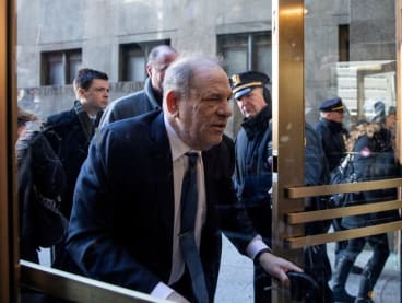 Film producer Harvey Weinstein arrives at New York Criminal Court for his sexual assault trial in the Manhattan borough of New York City, New York, US, Feb 21, 2020.