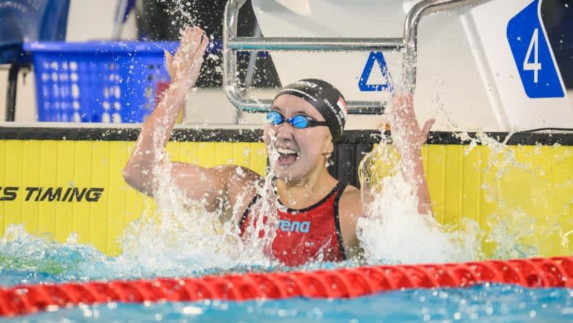 Quah Jing Wen clinched Singapore’s first swimming gold of the 31st SEA Games on May 14, 2022.
Quah Jing Wen clinched Singapore’s first swimming gold of the 31st SEA Games on May 14, 2022.