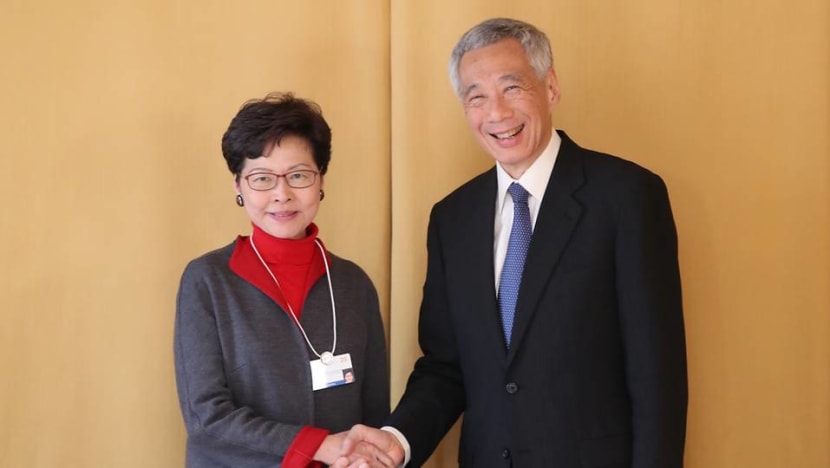 PM Lee meets Hong Kong chief executive Carrie Lam in Davos PM Lee meets Hong Kong chief executive Carrie Lam in Davos