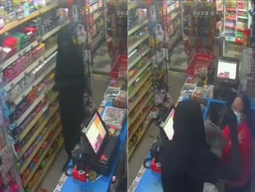 Images of the attempted robbery captured on a closed circuit television camera.