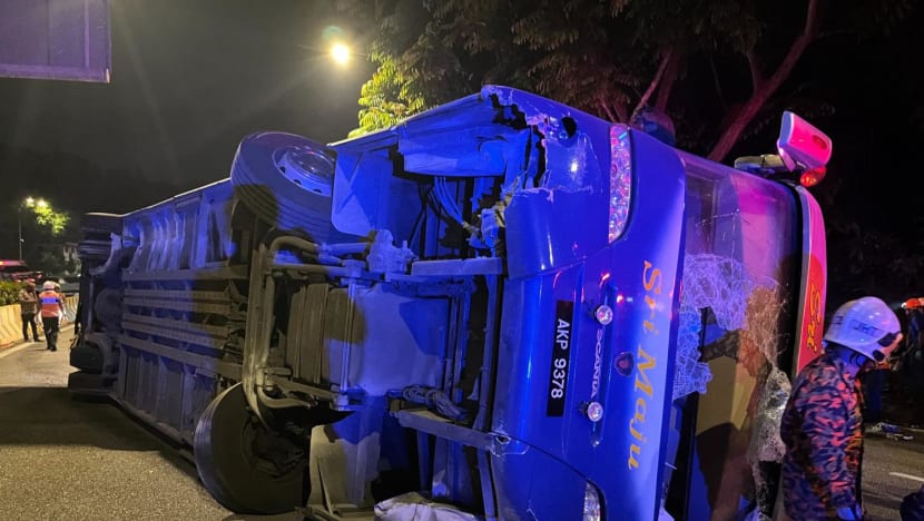 19 people taken to hospital in Malaysia after express bus travelling from Ipoh to Singapore overturned 