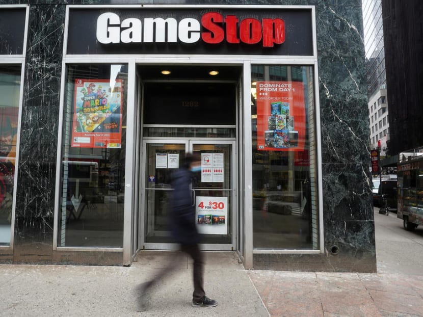 The stock had soared after a group of amateur investors organising on the online platform Reddit joined forces against big hedge funds betting on GameStop's decline. The stock had soared after a group of amateur investors organising on the online platform Reddit joined forces against big hedge funds betting on GameStop's decline.