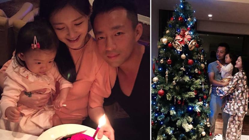 Barbie Hsu decorates Christmas tree with husband, daughter