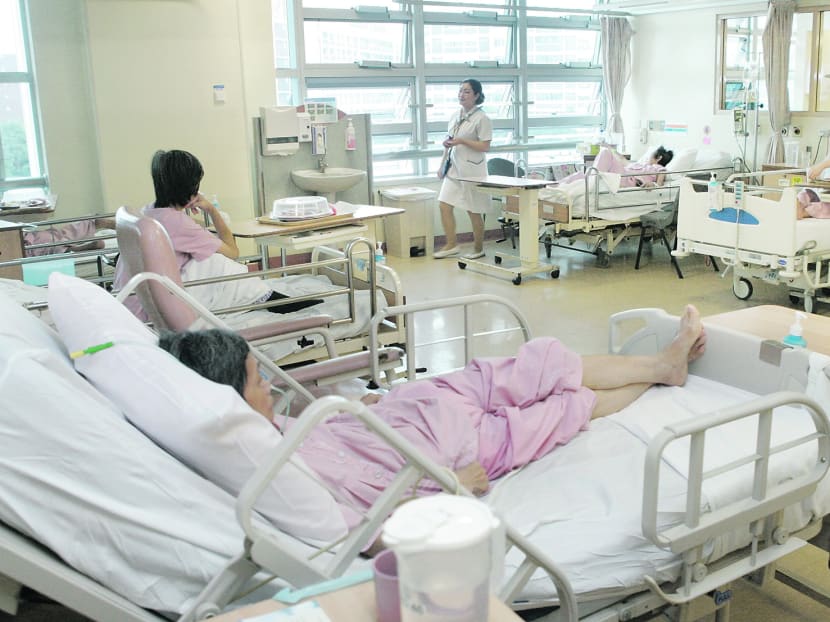 Patients at a Class C ward at a hospital on Jan 7, 2008. Photo: Ooi Boon Keong