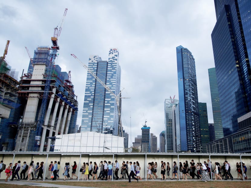 Singapore’s financial district. The local stockmarket’s upward trend in the first three months of the year is already displaying initial signs of momentum fatigue. Photo: REUTERS