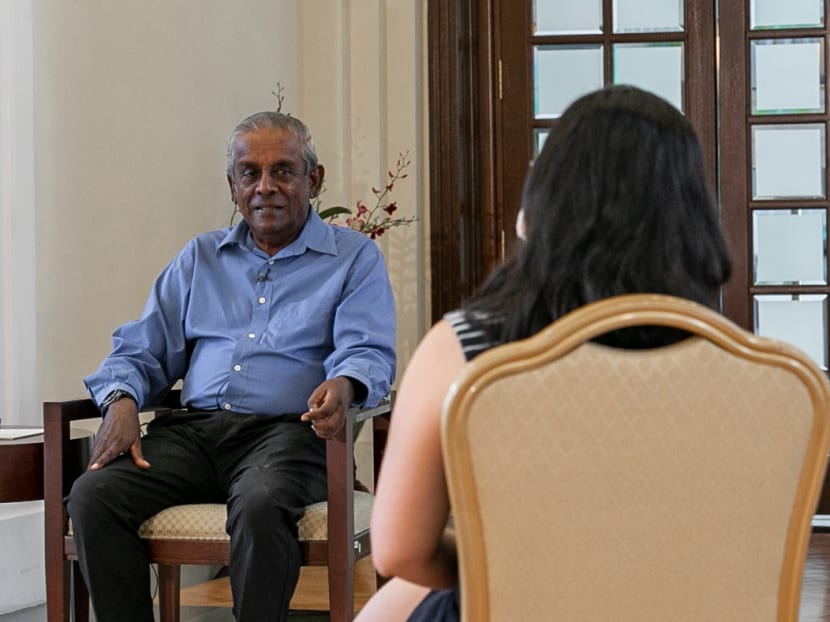 Veteran statesman and diplomat Professor S Jayakumar during a media interview for his new book: Governing: A Singapore Perspective.