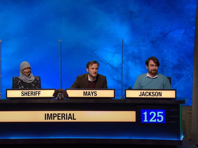 Mr Maximilian Zeng (far left) with his team from Imperial College London, at the finals of the University Challenge aired by broadcaster BBC on April 4, 2022 in Britain.