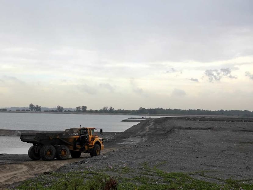 A large lorry carrying waste at the landfill at Pulau Semakau on Dec 10, 2019, as the landfill marked its 20th birthday.