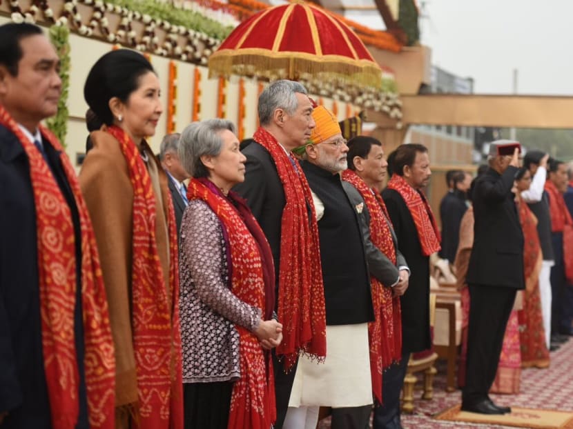PM Lee and other ASean leaders were chief guests of Mr Modi at India's Republic Day Parade on Friday (Jan 26). Photo: India's Ministry of External Affairs