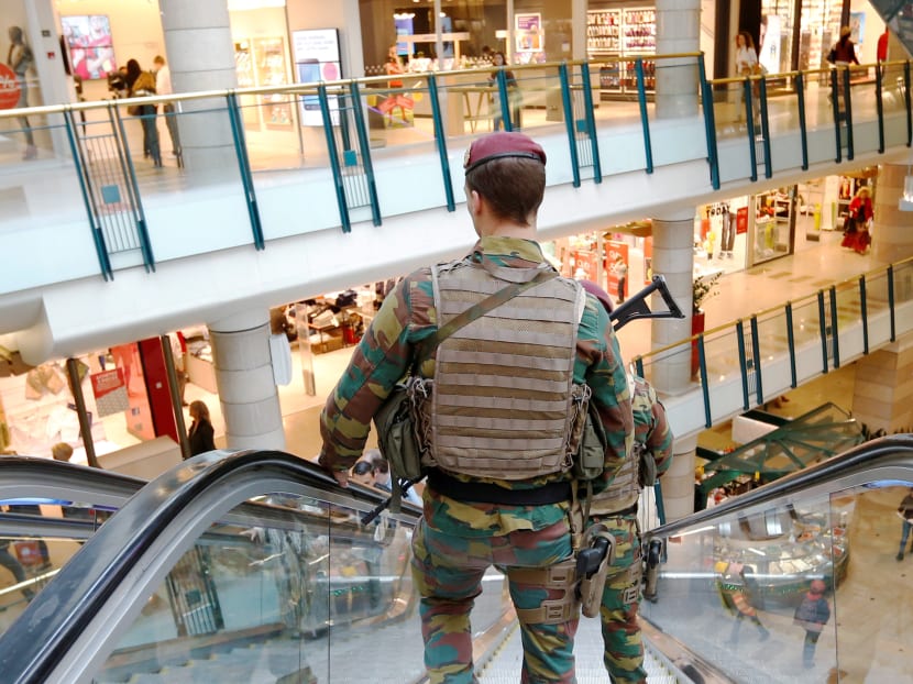 Belgian soldiers patrol the shopping centre City2 in central Brussels, Belgium June 15, 2016. Reuters file photo