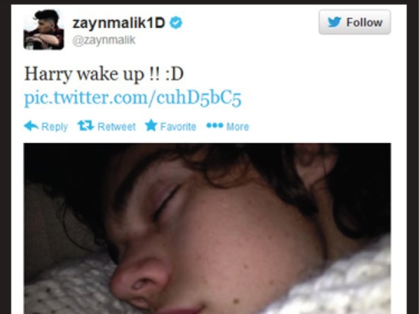 The top tweet by One Direction member Zayn Malik. Photo: Twitter