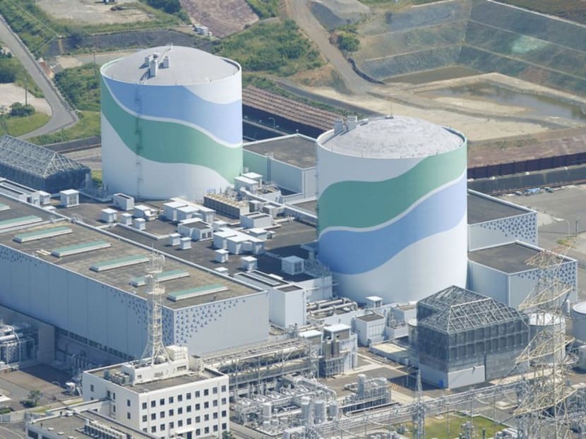 An aerial view shows the No 1 (left) and 2 reactor buildings at Kyushu Electric Power's Sendai nuclear power station in Satsumasendai, Kagoshima prefecture, Japan, on Aug 11, 2015, in this photo taken by Kyodo. Photo: Reuters