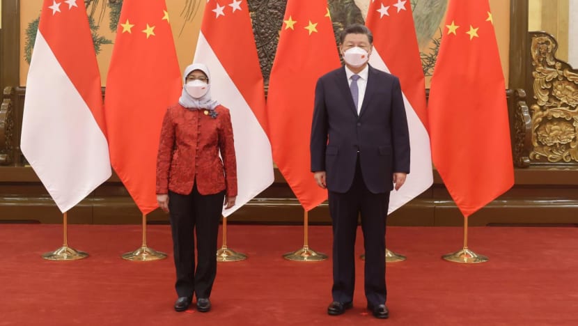 Singapore President Halimah Yacob congratulates China President Xi Jinping on successful hosting of Beijing Winter Olympics
