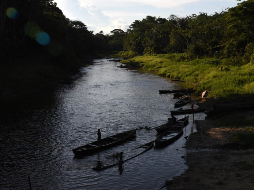 View of the Amacayacu river at the Colombian Amazonia in San Martin de Amacayacu, Colombia, on Oct 15, 2022. View of the Amacayacu river at the Colombian Amazonia in San Martin de Amacayacu, Colombia, on Oct 15, 2022.