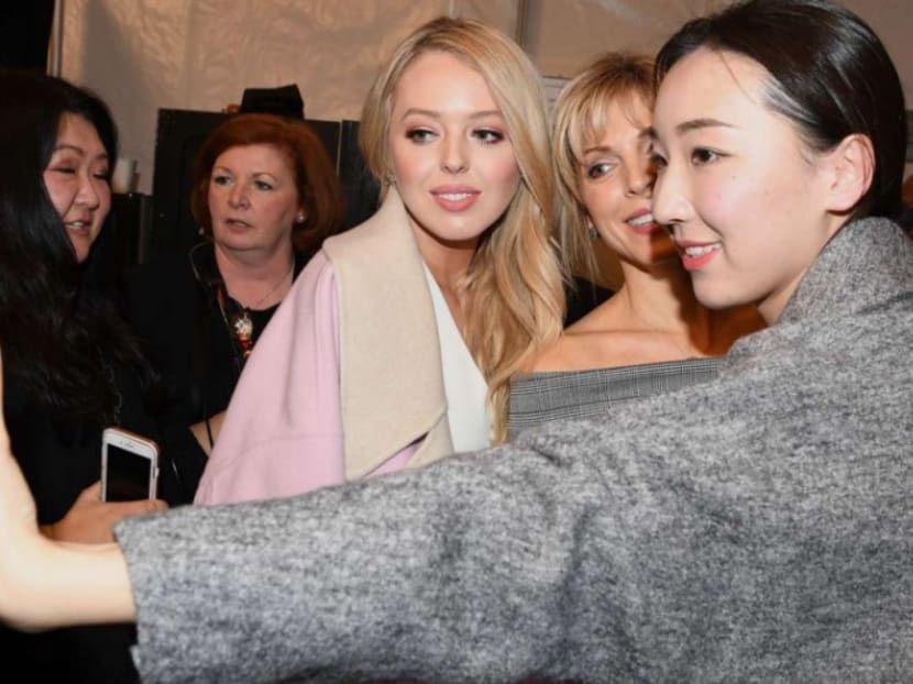 Tiffany Trump takes selfies backstage after the Taoray Wang show at New York Fashion Week in February. Photo: AFP