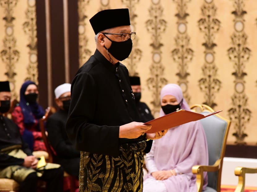 Malaysia's new Prime Minister Ismail Sabri Yaakob takes the oath of office during his inauguration at National Palace in Kuala Lumpur, Malaysia on August 21, 2021.