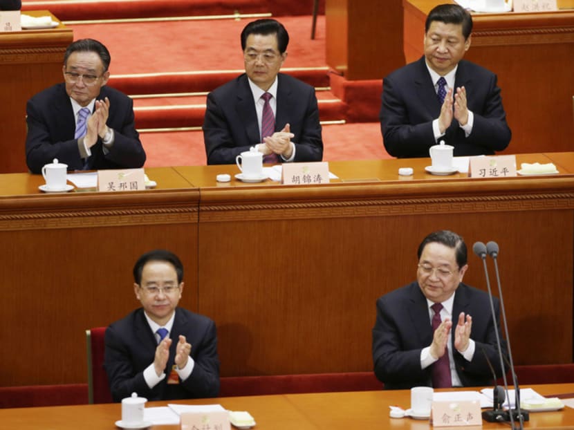 The charges brought against Ling Jihua (bottom row, left), a former aide to retired president Hu Jintao (top row, centre), yesterday come amid Mr Xi Jinping’s (top row, right) corruption crackdown. Photo: Reuters