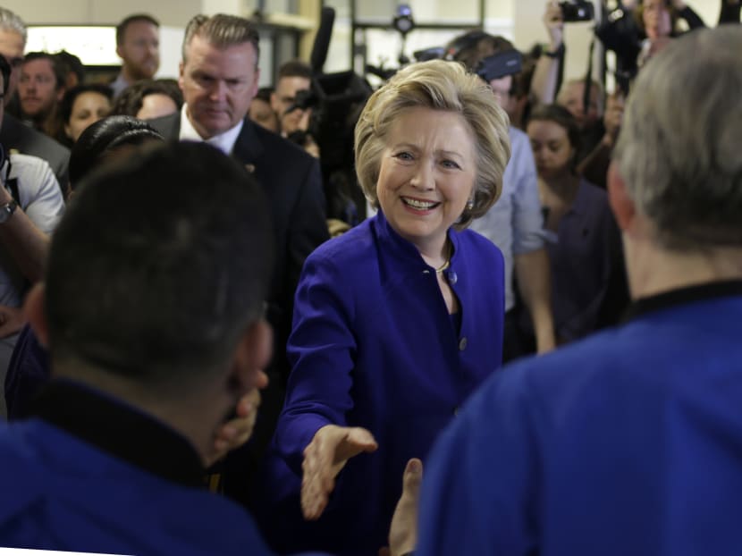 Democratic presidential candidate Hillary Clinton greets employees at St. John's Riverside Hospital in Yonkers, N.Y., Monday, April 18, 2016. Photo: AP