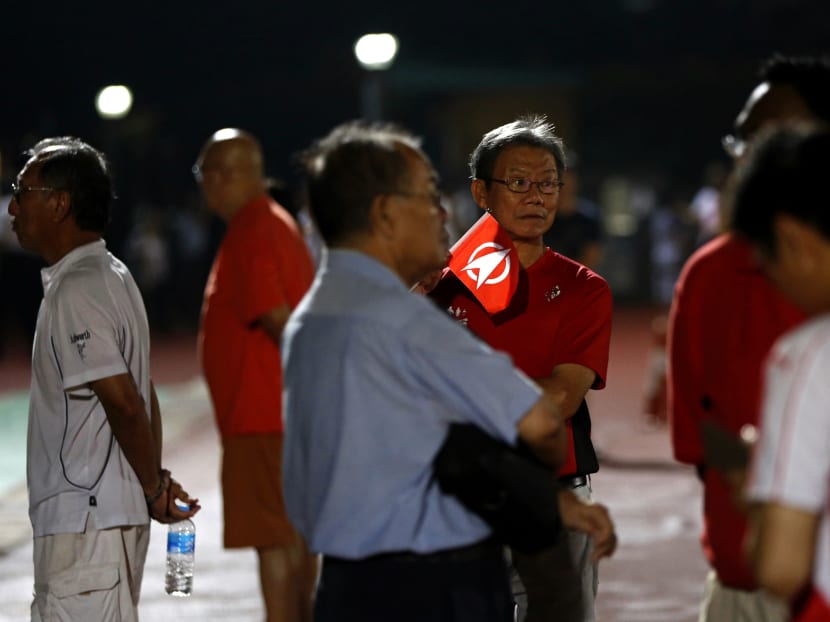 SDP supporters at Bukit Gombak Stadium react after the sample count was announced showing PAP's Murali Pillai leading in the polls against SDP's Dr Chee Soon Juan in the Bukit Batok by-election. Photo: Raj Nadarajan