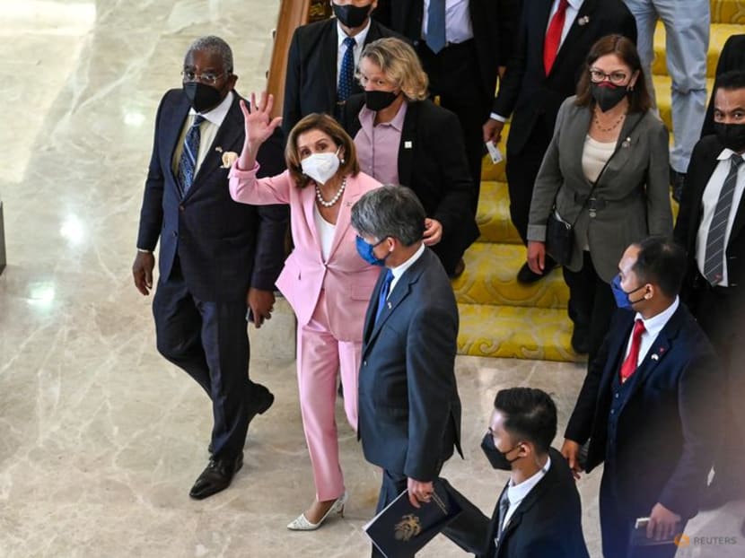 U.S. House of Representatives Speaker Nancy Pelosi waves after attending a meeting with Malaysia's Parliament Speaker Azhar Azizan Harun at Malaysian Houses of Parliament in Kuala Lumpur, Malaysia, August 2, 2022. Malaysian Department of Information/Nazri Rapaai/Handout via REUTERS 