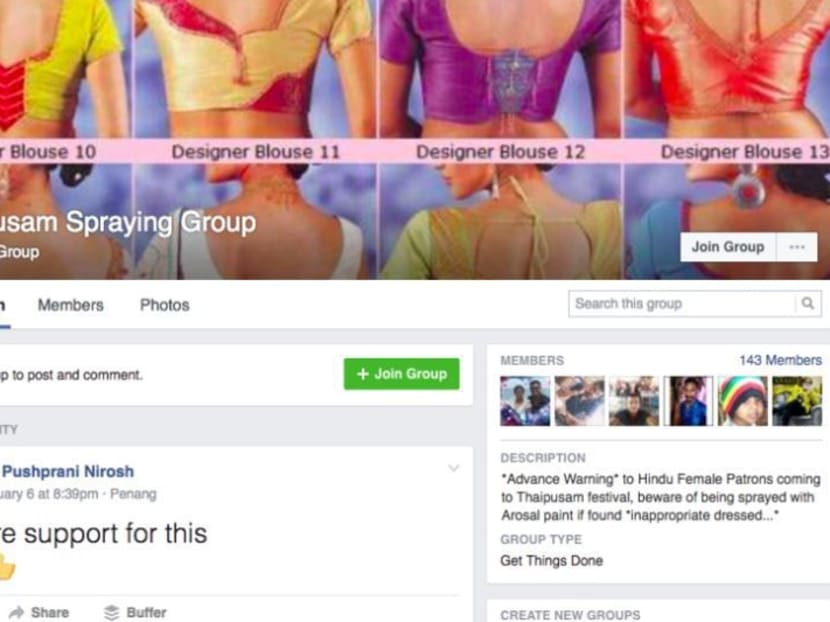 A screen capture of the ‘Thaipusam Spraying Group's’ Facebook page. Photo via Malay Mail Online