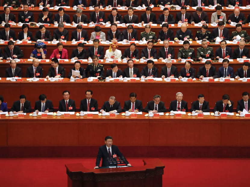 Chinese President Xi Jinping delivers a speech at the opening ceremony of the 19th Party Congress in Oct 2017. It would be dangerous for the US and its allies to accept the thesis that China is destined to dominate the region and simply give up on countering Beijing’s ambitions, says the author. Photo: AP