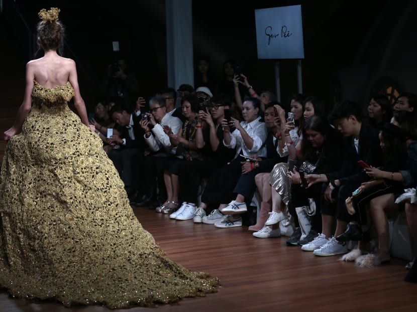 Guo Pei Spring/Summer 2016 Courtyard Collection at the Singapore Fashion Week 2016. The five-day event started on Wednesday (Oct 26) at the National Gallery Singapore. Photo: Jason Quah/TODAY