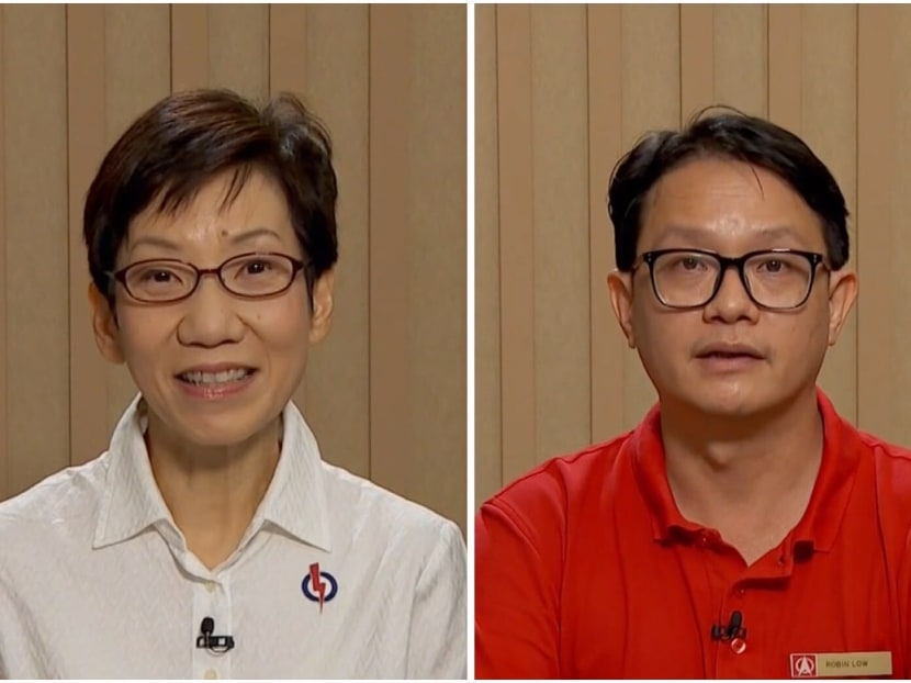 Ms Grace Fu (left) from the People's Action Party and Mr Robin Low (right) from the Singapore Democratic Party are contesting in Yuhua Single Member Constituency. Ms Grace Fu (left) from the People's Action Party and Mr Robin Low (right) from the Singapore Democratic Party are contesting in Yuhua Single Member Constituency.