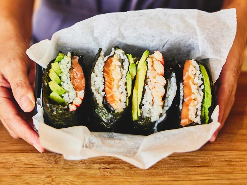 Folded Aburi Salmon Sushi With Mentaiko Mayo — Kids Can Make This Too
