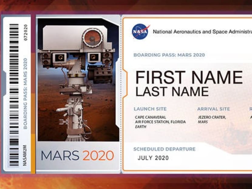 Members of the public who want to send their name to Mars on Nasa's next rover mission to the Red Planet can get a souvenir boarding pass and their names etched on microchips to be affixed to the rover.