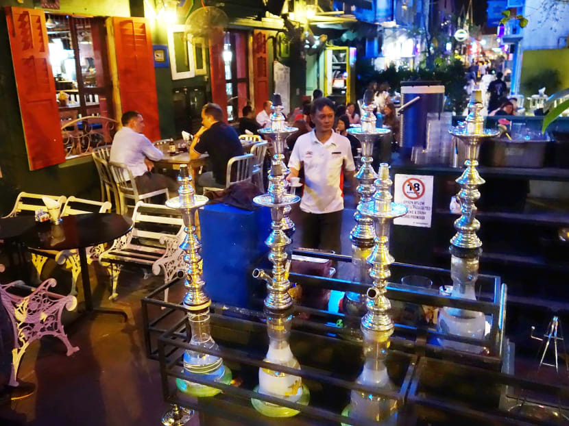 In this file photo, hookahs displayed at a restaurant along Bali Lane in Singapore. TODAY file photo.
