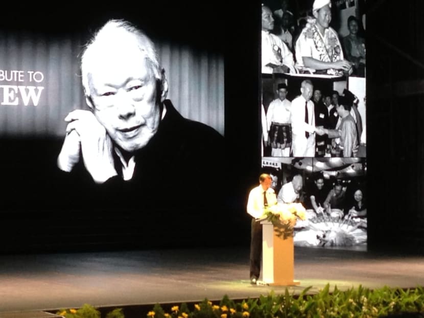DPM Teo Chee Hean speaks at a tribute event at Kallang Theatre. Photo: Lee Yen Nee