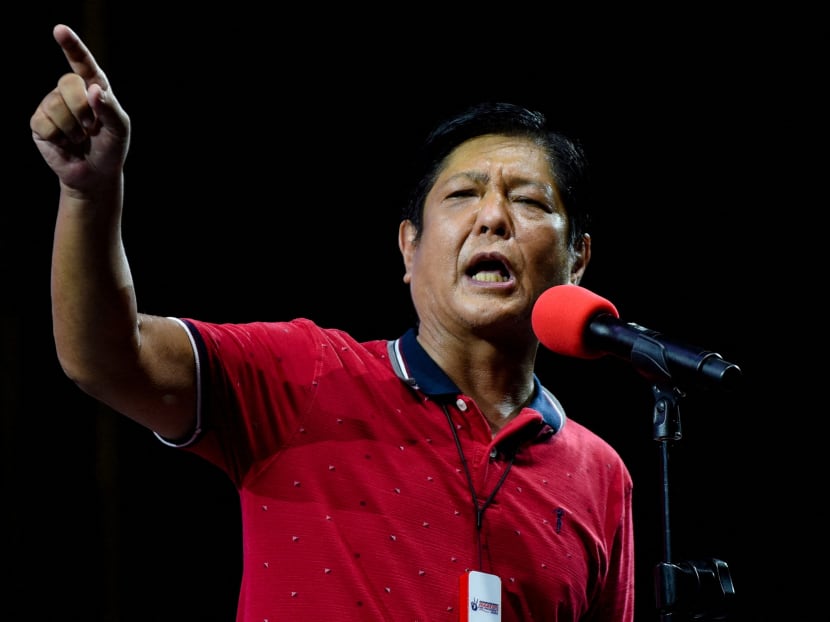 Mr Ferdinand Marcos Jr, son of late dictator Ferdinand Marcos, gesturing as he speaks during a campaign rally in Quezon City, Metro Manila, the Philippines in February 2022. 