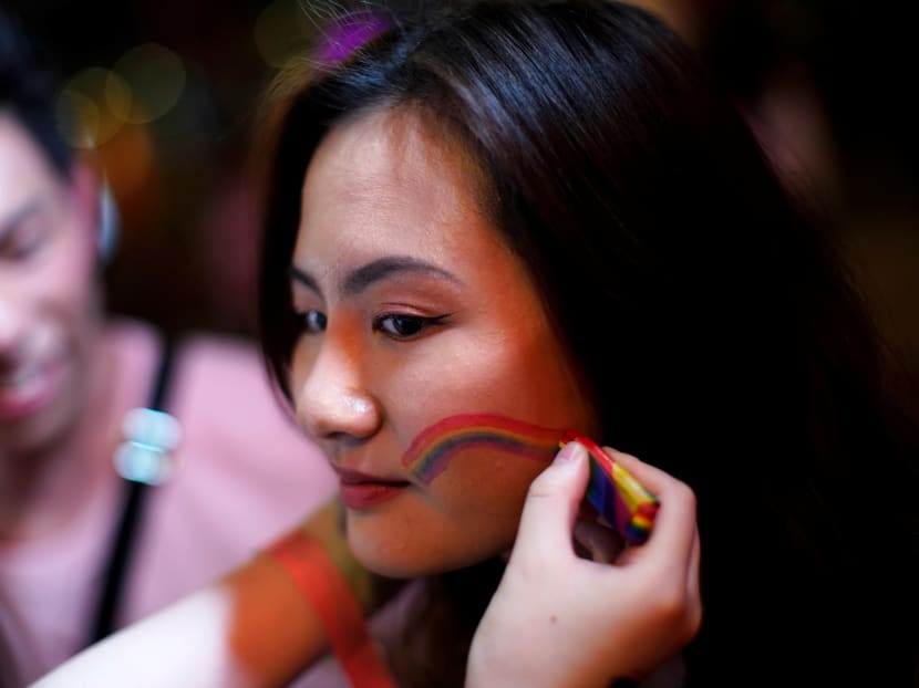 A participant takes part in the Pink Party, an event of the annual week-long LGBT festival Shanghai Pride, in Shanghai, China on June 15, 2019.