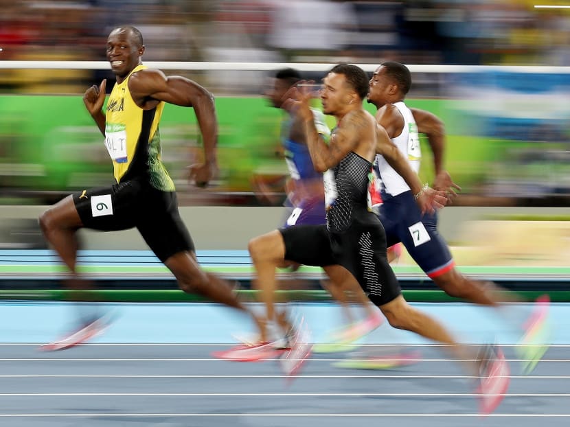 Usain Bolt competing in the men's 100m semi-finals at the Rio Olympics. Research has shown that  even though Bolt stands 1.95m, he starts nearly as explosively as smaller sprinters and needs only 41 strides to cover 100m, while other elite runners need 43 or 45 or even 48.  Photo: Getty Images