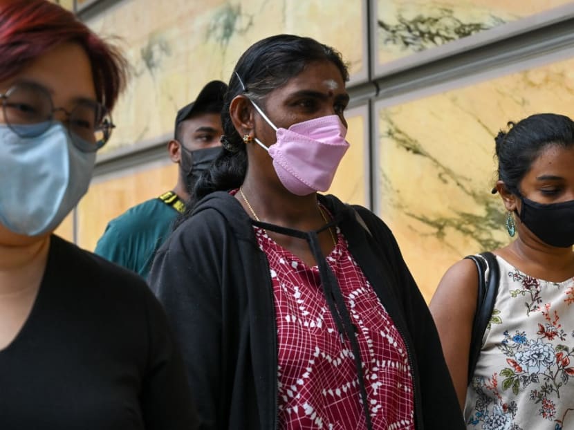 Mdm Panchalai Supermaniam, mother of the Malaysian national Nagaenthran K. Dharmalingam sentenced to death for trafficking heroin into Singapore, arrives at the Supreme Court for the final appeal in Singapore on April 26, 2022.
