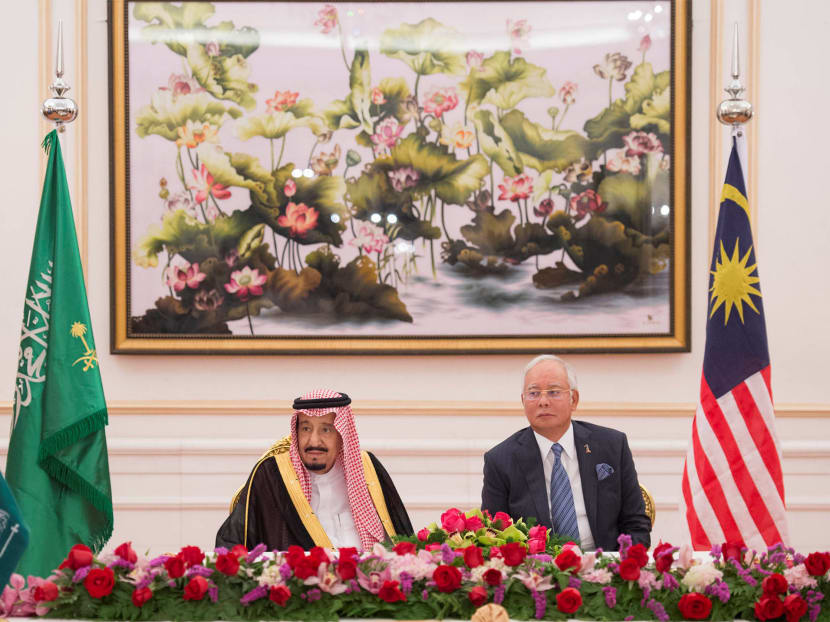 Saudi Arabia's King Salman and Malaysia's Prime Minister Najib Razak attend a Memorandum of Understanding signing ceremony in Putrajaya, Malaysia, Feb 27, 2017. Photo: Saudi Royal Court via Reuters