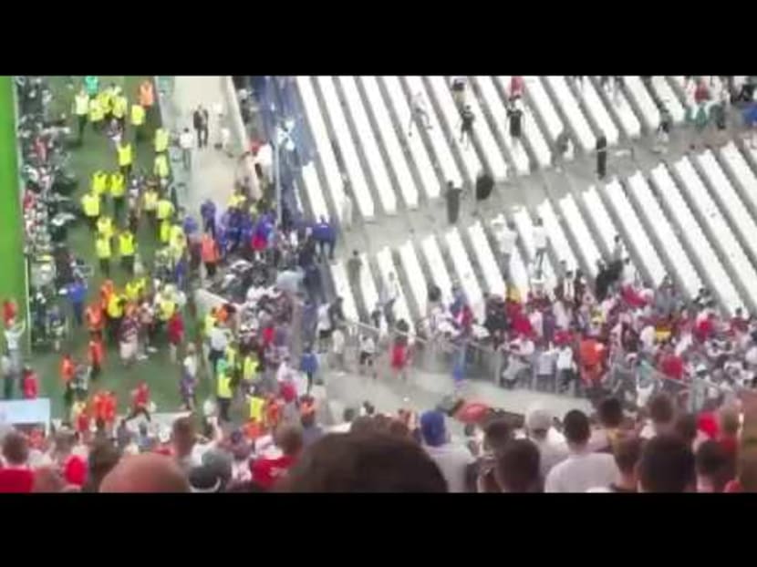 The scene inside the stadium at the England-Russia match