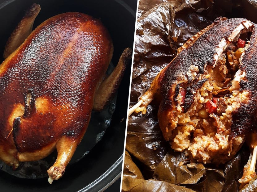 It takes almost two days to cook the deboned bird.