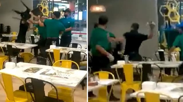 疑因一场误会 马国男女餐馆内挥拳丢椅丢餐具