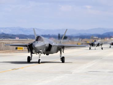 This handout photo taken and released on Feb 23, 2024 by the South Korean Defence Ministry shows South Korean Air Force F-35A fighter jets preparing to take off from a South Korean Air Force base in Cheongju during a South Korea-US joint air drill.