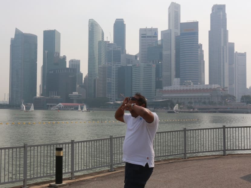 The hazy Singapore skyline seen from the Esplanade, Sept 17, 2014. TODAY file photo