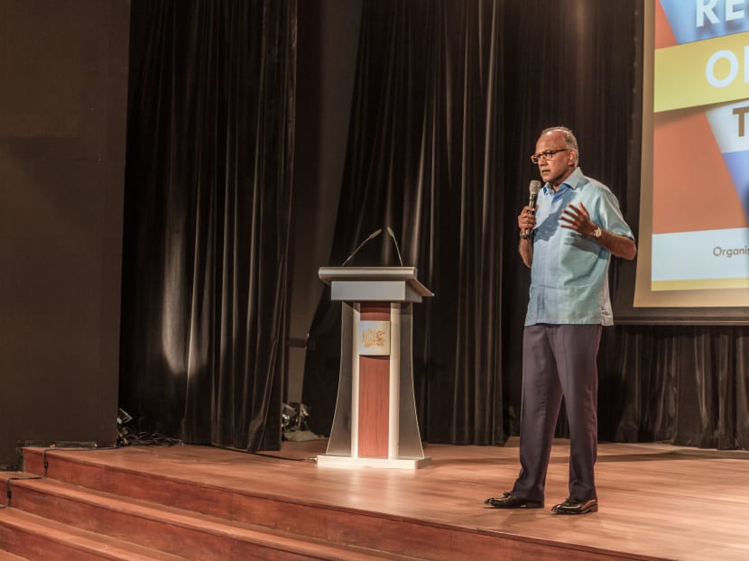 Home Affairs and Law Minister K Shanmugam speaking on Sunday (Sept 29) at a Regardless of Race dialogue at the Asian Civilisations Museum.