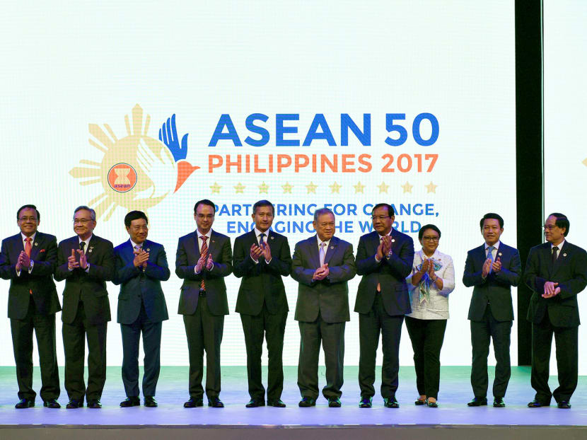 Foreign ministers of  Asean member states with Asean Secretary-General Le Luong Minh (far right) at the opening ceremony of the 50th Asean Regional Forum in Pasay City, the Philippines, on Aug 5. Critics decrying Asean’s elitism ignore the reality that Asean is a creation of its member states. Photo: Reuters