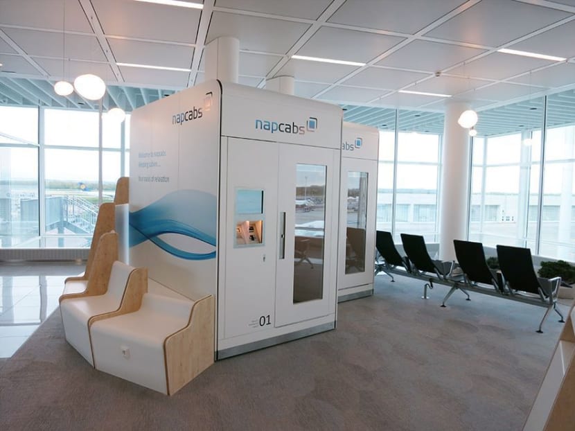 Napcabs, a German-based sleep pod company that operates at the Munich airport. Photo: Napcabs