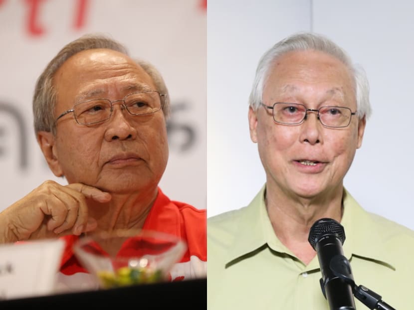 ESM Goh Chok Tong's (right) comments came a day after Dr Tan Cheng Bock's (left) new Progress Singapore Party announced its focus for the next General Election. ESM Goh Chok Tong's (right) comments came a day after Dr Tan Cheng Bock's (left) new Progress Singapore Party announced its focus for the next General Election.