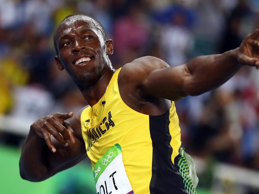 Usain Bolt of Jamaica celebrates after winning at the 2016 Olympics. Photo: Reuters