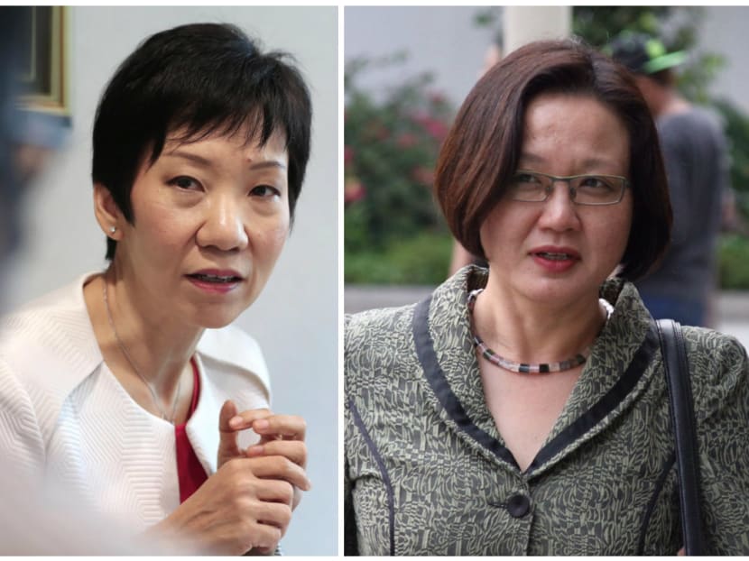 Leader of the House Grace Fu (left) on Tuesday (March 6) called on Aljunied GRC Member of Parliament Sylvia Lim to apologise, reiterating that the Workers' Party chairman’s allegation was without basis. TODAY file photos