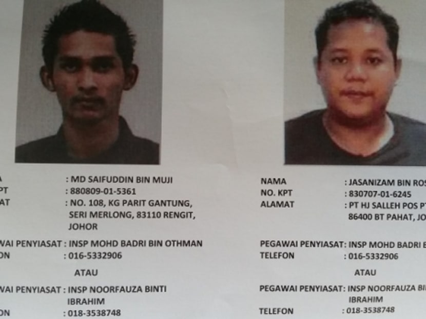 Mugshots and details of the two men wanted by police in connection with the grenade attack on the Movida nightclub.Photo: Malay Mail Online