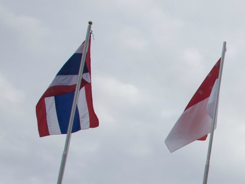 The flags of Thailand and Singapore. Photo: AFP